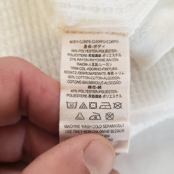 We The Free Womens Long Sleeve Waffle Knit Top Three Button Henley White Sz S - Picture 10 of 10